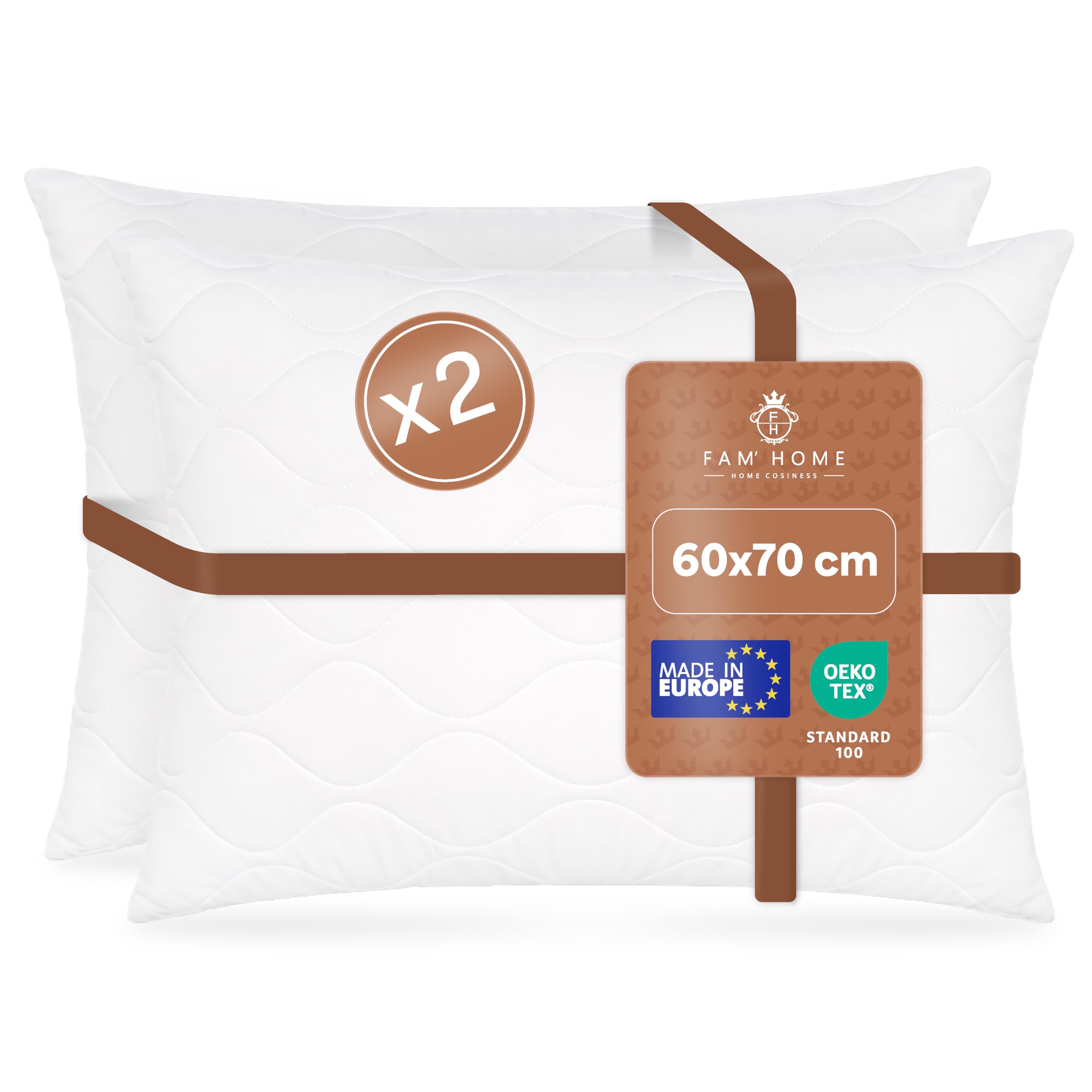 Kopfkissen 50x70 2er set – weich & atmungsaktiv – schlafkissen allergiker geeignet – kissen 50 x 70 waschbar bei 95 °C – OEKO-TEX® zertifiziert – Mikrofaser Hülle – Faserbällchen Füllung – Made in EU