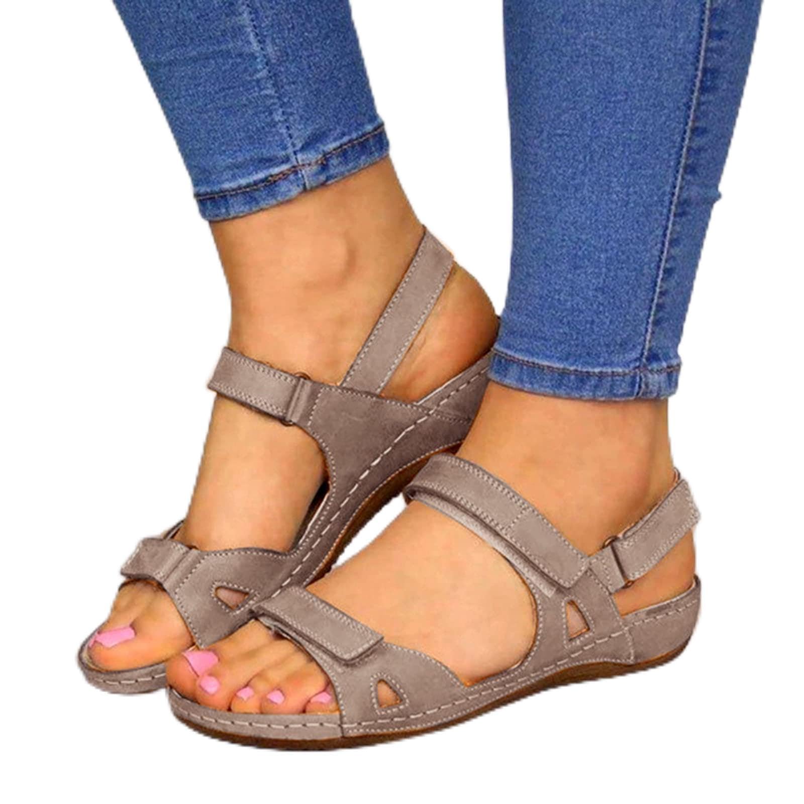 Womens Orthopedic Sandal, Comfort Wedge Sandals for Women, Orthotic Open  Toe Ladies Sandals, Summer Anti-Slip Platform Beach Shoes, Cushion Walk  Leather Sandals with Arch Support (7.5, Red) : Amazon.co.uk: Fashion