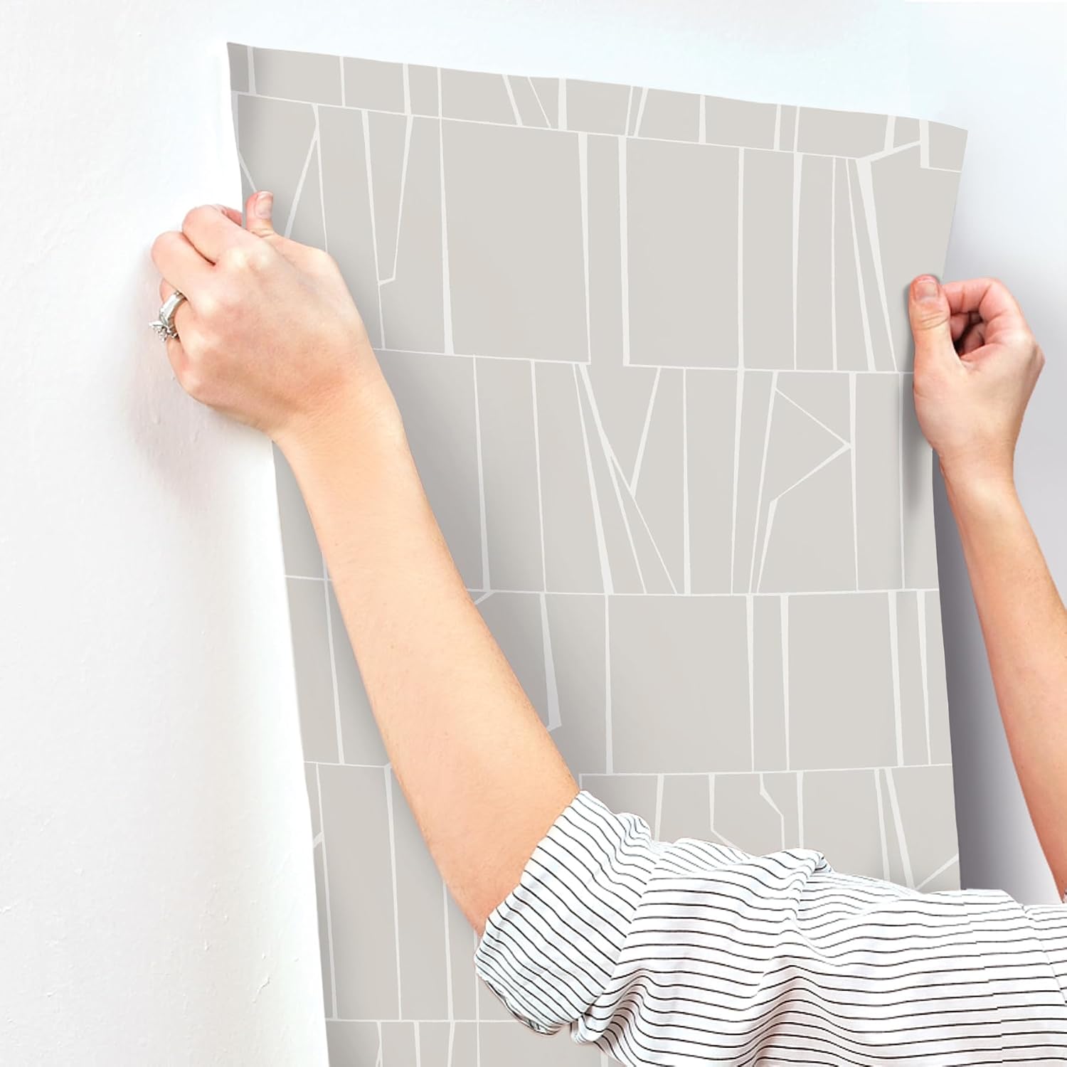 A-Street Prints Huntington Silver Geometric Stripe Wallpaper, 4155-72819