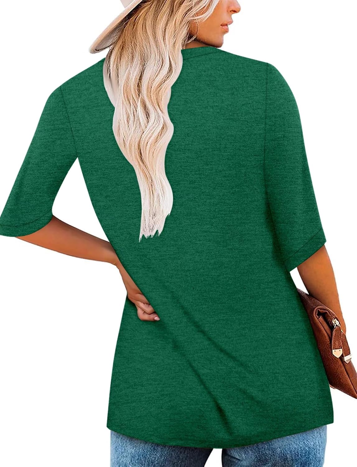 KISSMODA Women's Casual 3/4 Sleeve T-Shirts 2025 V-Neck Tunic Tops Cute Tees Blouses Loose Fit Business Work Tee Top - Image 4