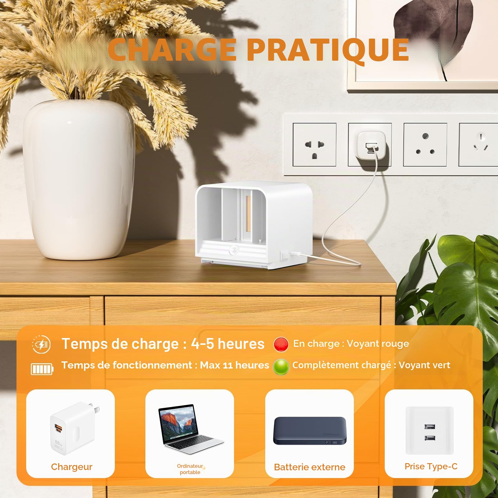 GEARLITE Lot de 2 Appliques Murales LED Rechargeables, Luminaires Intérieur/Extérieur - Faisceau Lumineux Réglable - Blanc Chaud