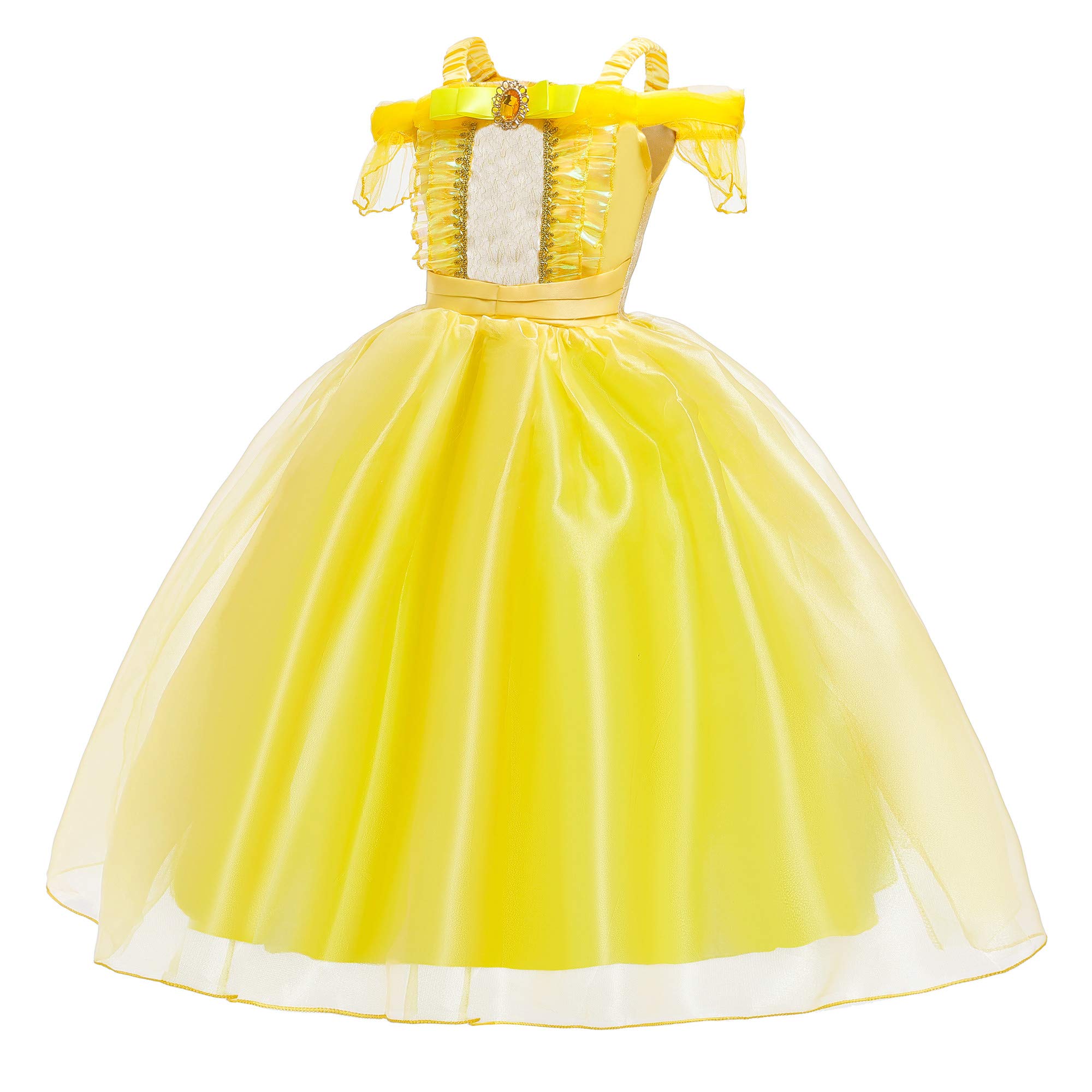 BanKids Vestido de princesa Rapunzel, Ropa de cuento de hadas Fiesta de rol Accesorios para el cabello largo Ropa de niña 3-10 años