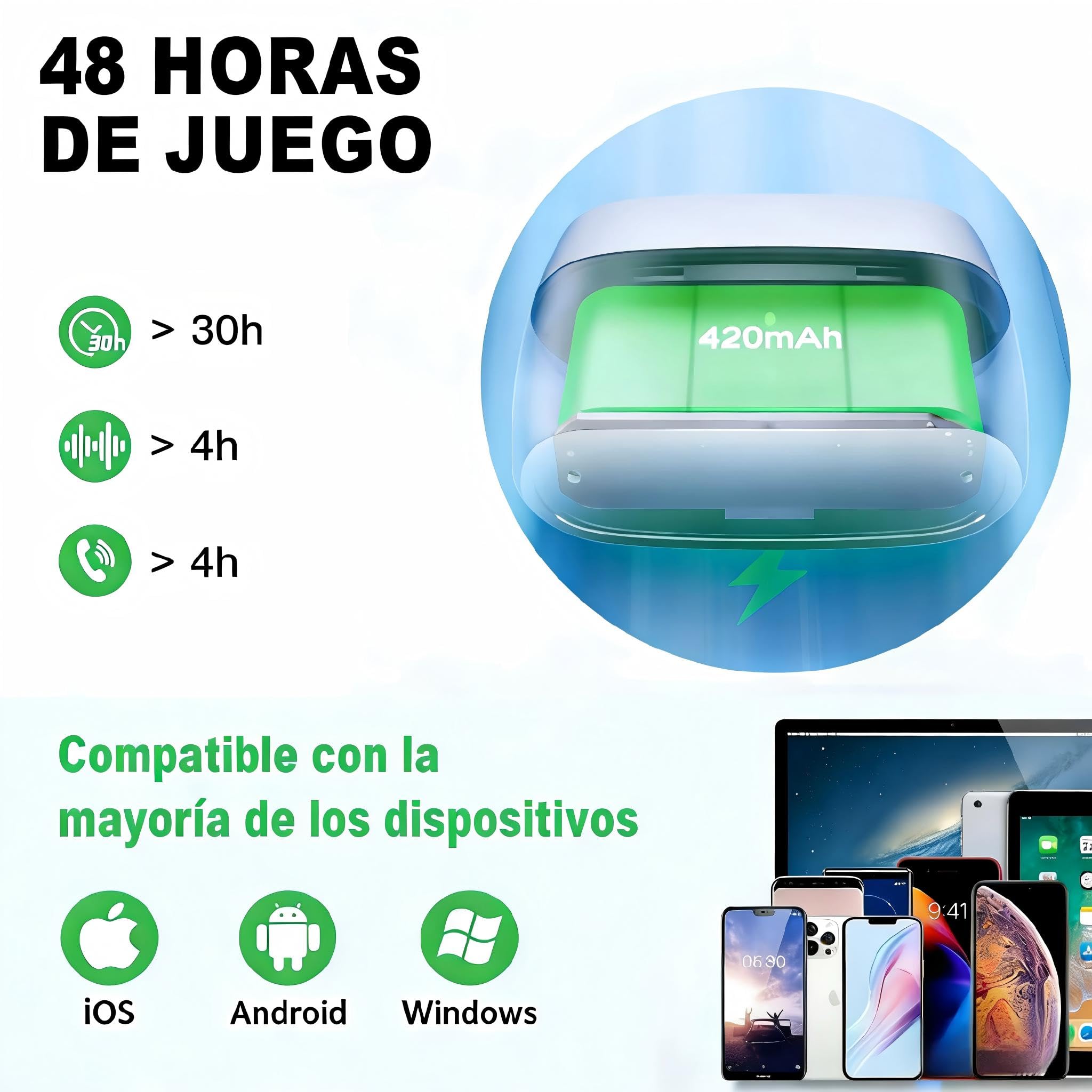 Auriculares Inalámbricos,In Ear Auriculares Bluetooth 5.4 con Cancelacion Ruido HD Mic, 48H HiFi Estéreo Cascos, Control Táctil, IPX8 Impermeable Deportes Audifonos Inalambricos para iPhone Androide — view 6