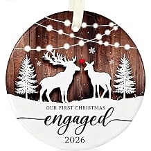Engagement Gifts for Couples 2024 - Our First Christmas Engaged Ornament, Engaged Ornament - Christmas Decor Ornament