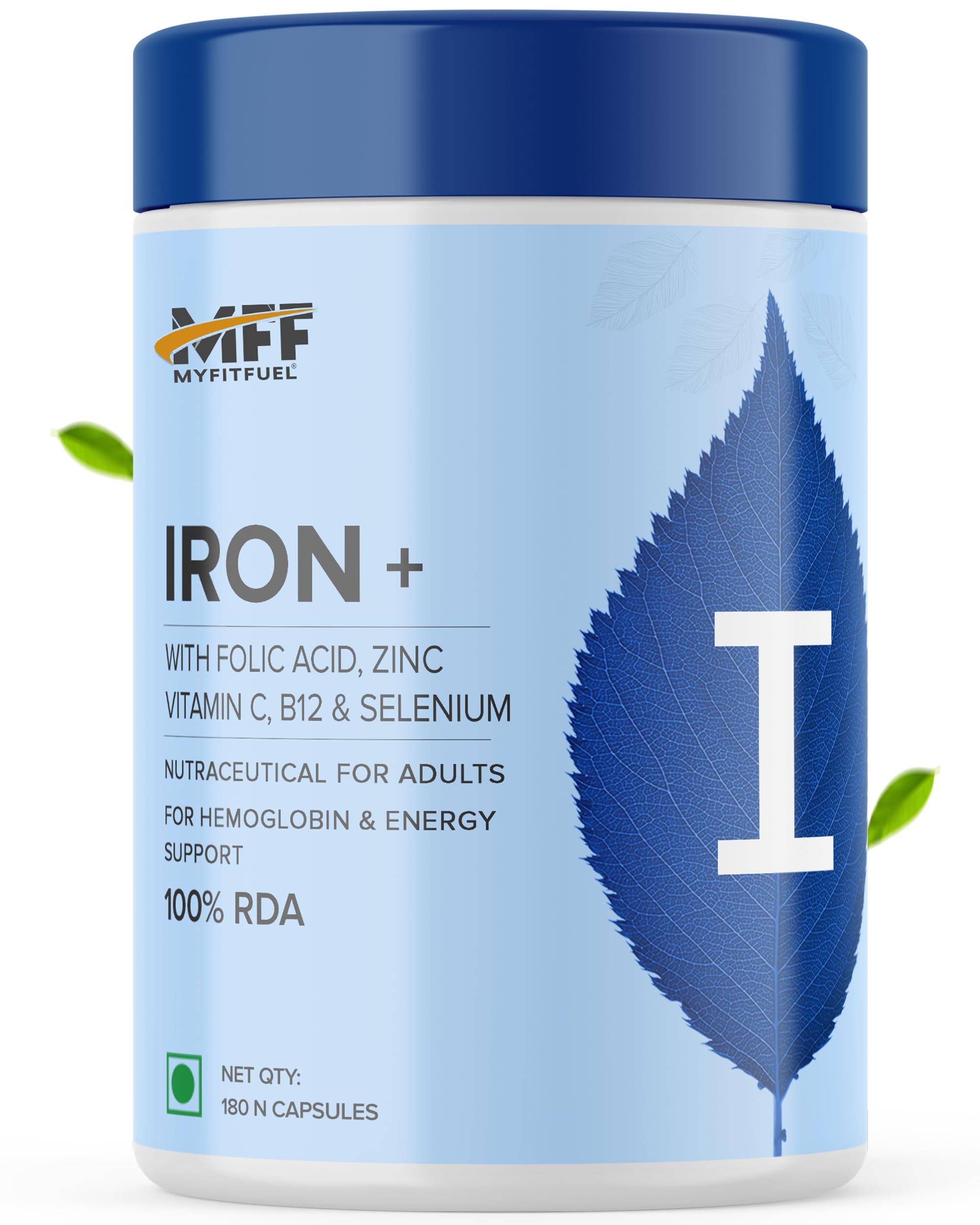 MyFitFuel Iron (6 Months) + Folic Acid, Zinc, Vitamin C & B12 Supplement For Hemoglobin, Immunity & Energy, (180 Capsules)-image-42
