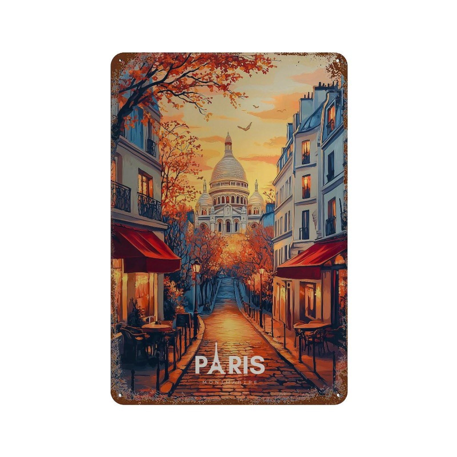 xiaoxiaoshen Montmartre Paris Vintage France Travel Sacré (2) Wall Decor Art Metal Tin Poster Modern Home Decor Art Home Bar Shop Decorations Vintage Sign 30x20cm