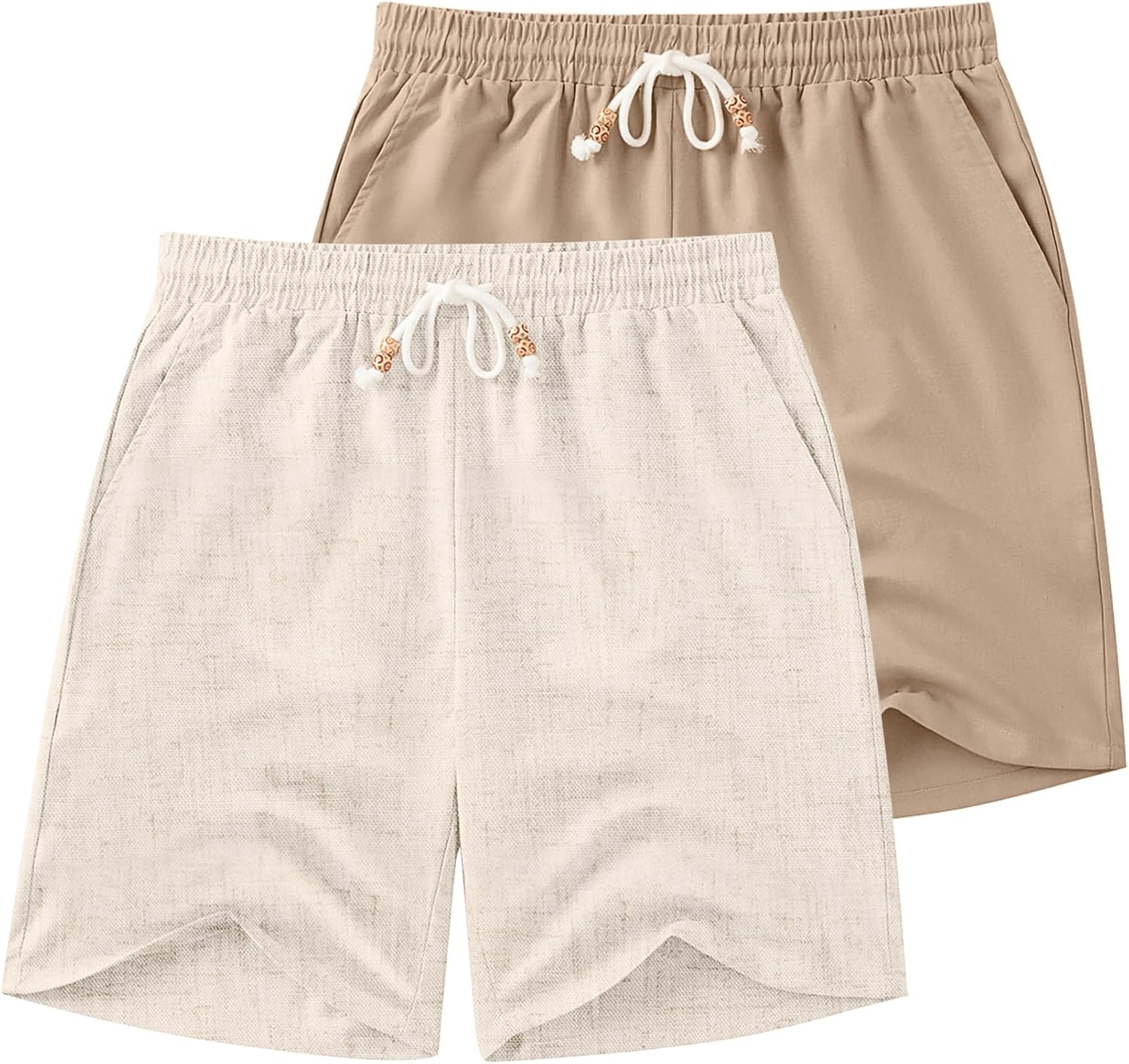 COOFANDY Mens Linen Shorts Casual Drawstring Elastic Waist Lightweight Summer Vacation Beach Shorts