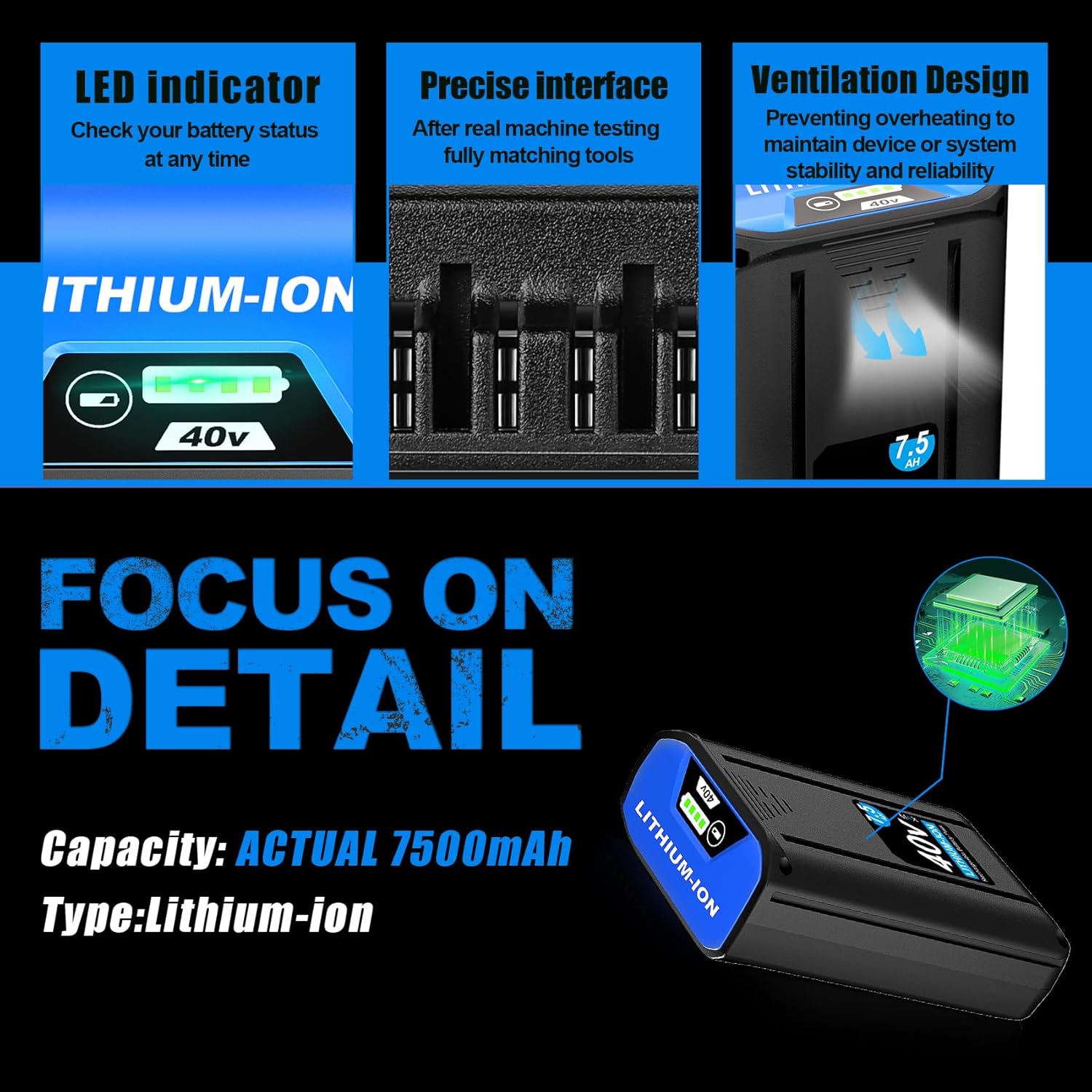 40V 7.5Ah Replacement Battery for Kobalt KB640-03 KB640-06 KB240-06 KB2540C-06 KB240-03 KB440-03 KB245-06 KRC40-06 KB440C-06 KB340C-06, Compatible with Kobalt 40-Volt Max Cordless Power Tools&Chargers