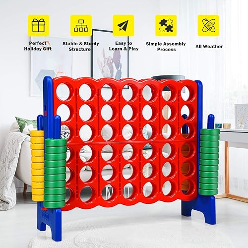 Miniatura 50 de COSTWAY - Juego gigante de 4 en línea Rojo