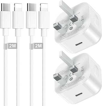2Pack 20W USB C Charger and USB C to Lightning Cable 2M Apple MFi Certified