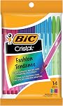 BIC Cristal Orginal Stylo à bille, point moyen (1.0mm), Avec Tungsten carbure boule pour un flux lisse, les couleurs assorties, 14-Count