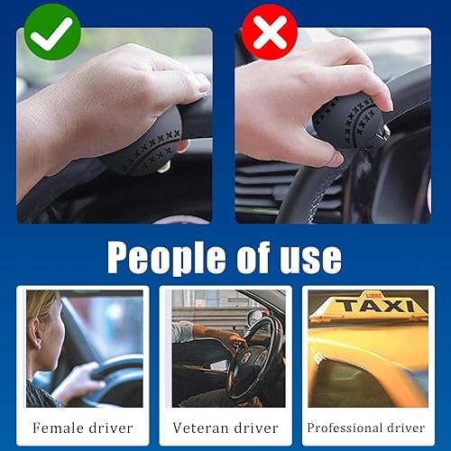 Miniatura 3 de Pincuttee Rueda giratoria para volante, pomo para volante, rodamientos de silicona suave y metal, mango eléctrico para automóvil, tractor, camiones,