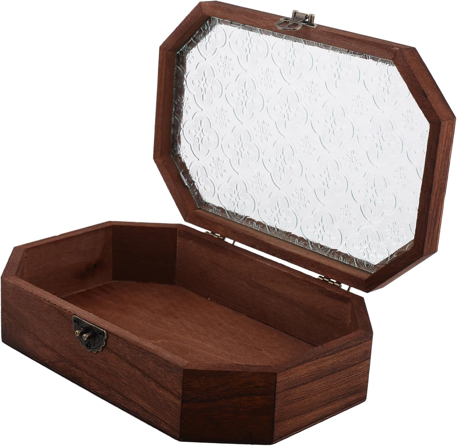 LIFKOME Vintage Wooden Jewelry Box with Hinged Lid Vanity Storage for Desk