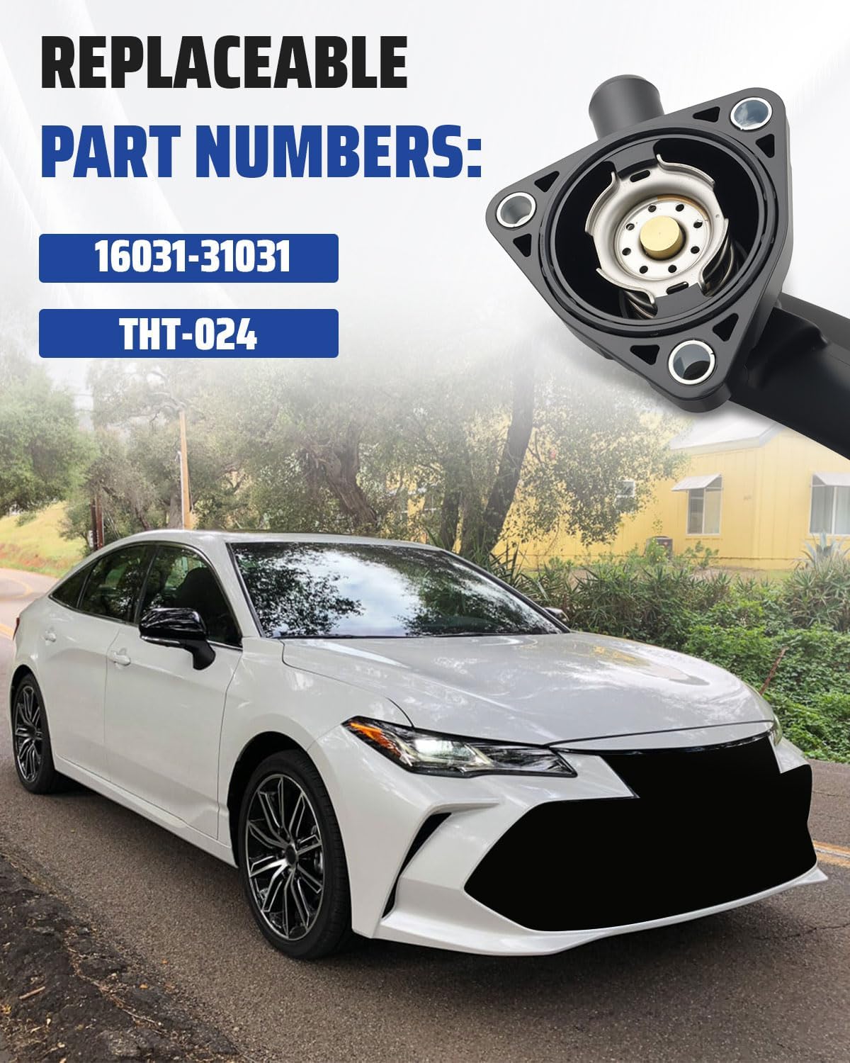 Engine Coolant Thermostat and Housing Assembly Fit for Lexus Rx350 2016-2019/ Rx350L 2018-2019, Fit for Toyota Avalon 2019/ Camry 2018-2019/ Sienna 2017-2019, Replace 16031-31031 THT-024