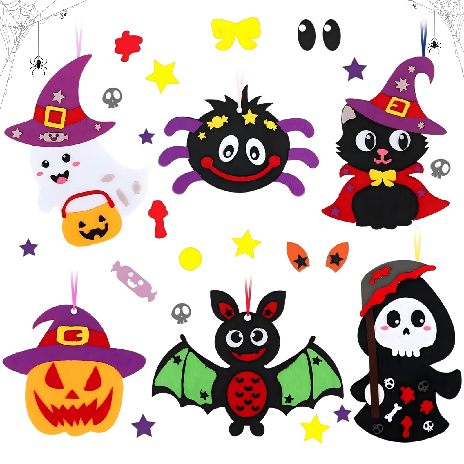 DiiWmme​ 6 Pack Halloween Craft Kits​ for Kids DIY Halloween Decorations，B