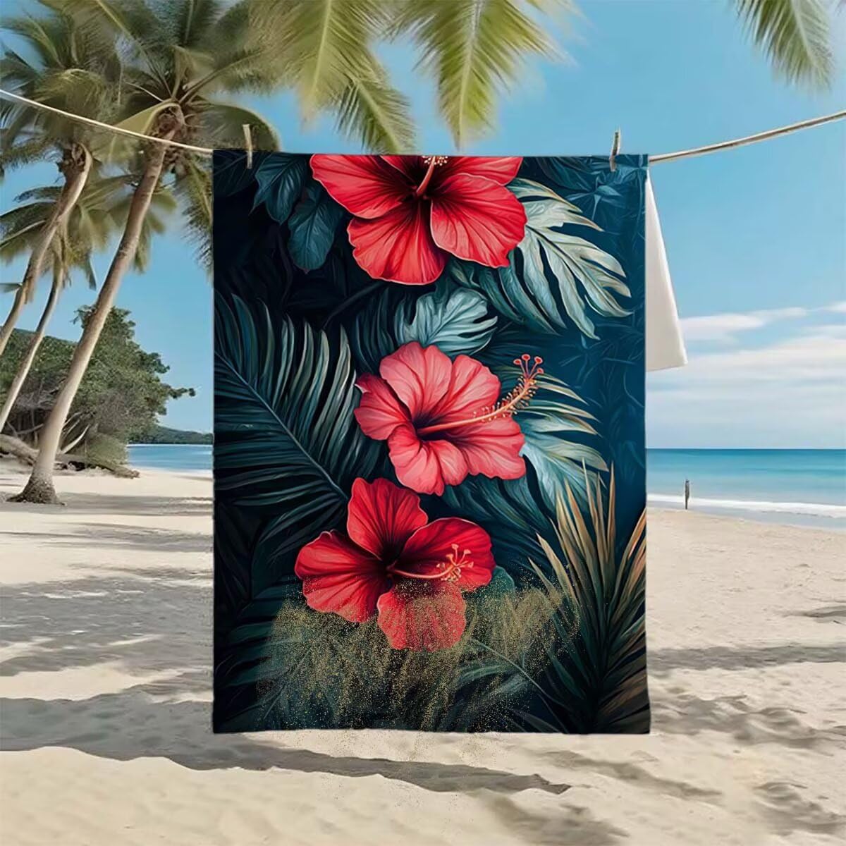 Toalla de Playa Grande 220x100cm/35x70cm, Juego de 2 Toalla Microfibra XXL de Antiarena, Toallas Playa Suave Ligera, Absorbente Secado Rápido, Beach Towel Viaje Yoga, Regalo Mujer Hombre (Flor) J-73