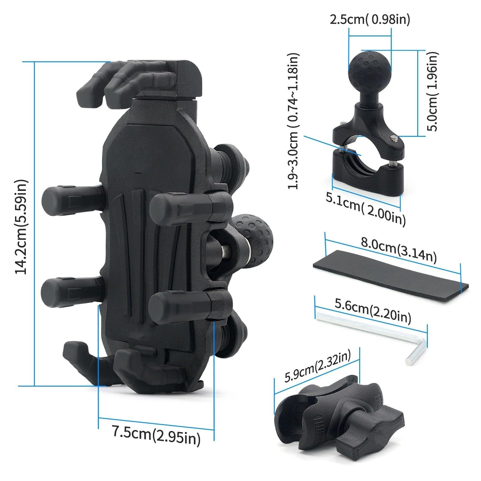 Soporte De Navegación para Motocicleta Soporte para Teléfono De Motocicleta con Amortiguador Vibraciones para Celular Cabeza Esférica Rotación Ajustable(Handlebar Mount)