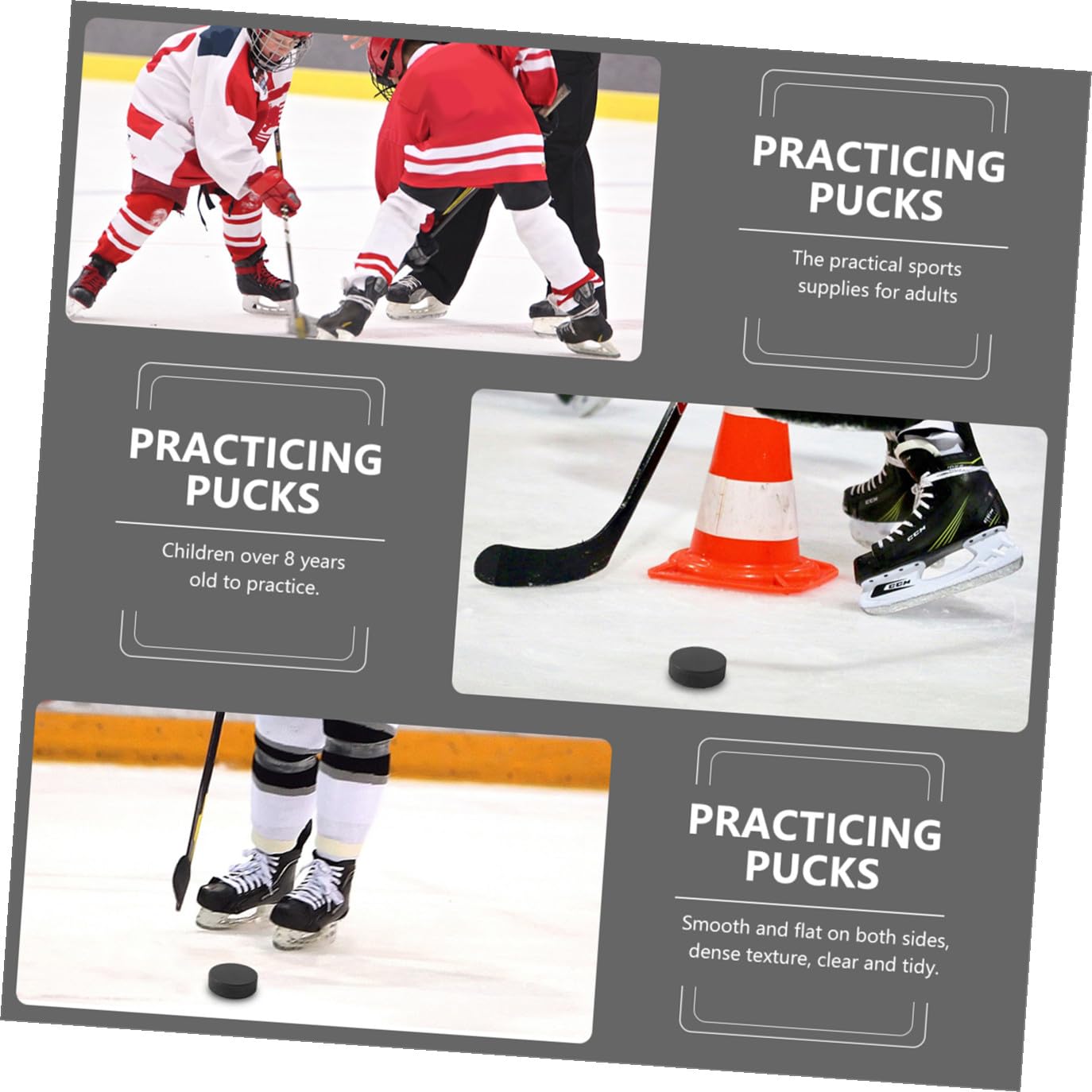 9pezzi Dischi per Allenamento Hockey su Ghiaccio Puck Pratico per Rink Allenamento Professionale e Divertimento per Adulti Colore Nero Superficie Liscia e Densa