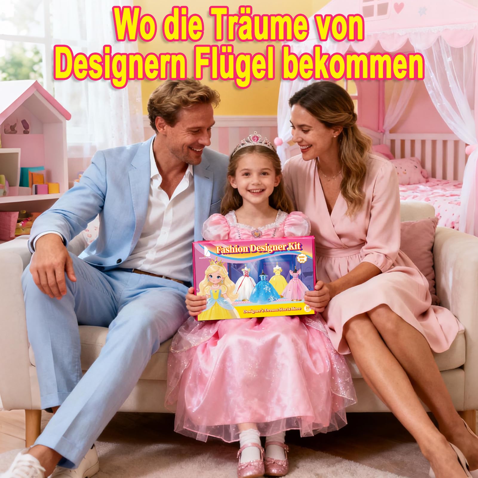 Beanewone Modedesign Mädchen 1000+ Stücke, Nähsets Kinder Enthält 30 Stoffstücke und 6 Schneiderpuppe, Fashion Design Basteln ab 6 Jahre, Modedesign Mädchen Bastelset ab 6 7 8 9 10 11 12+ Jahre