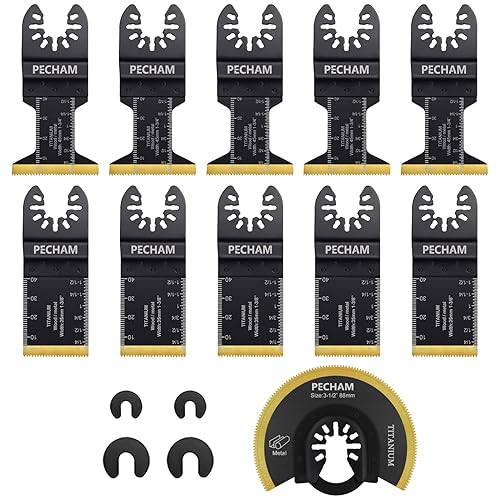 Vista 7 de PECHAM 104 piezas de hoja de sierra oscilante multiherramienta, accesorios de herramienta oscilante para corte de madera y metal y papel de lija