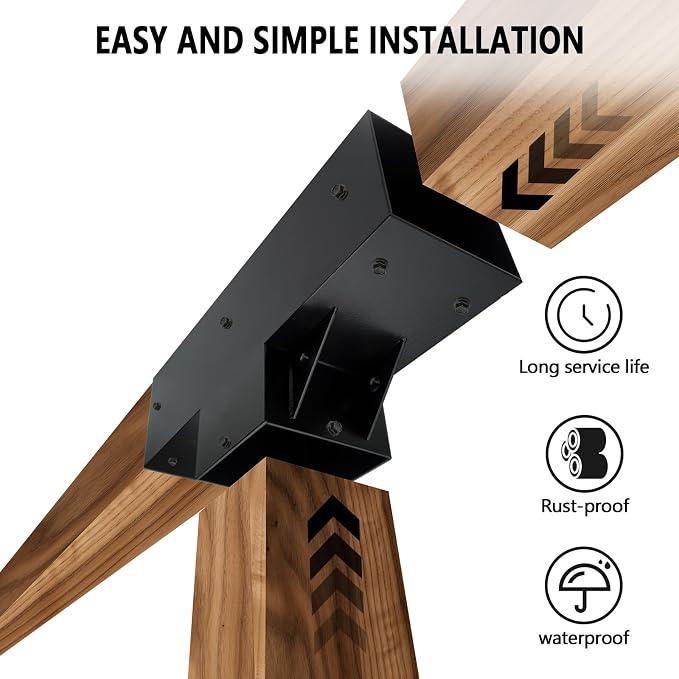 Kit de Soporte T para Pérgola 3 vías para Vigas de Madera 3.5x3.5 miniatura 3