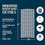 Tapis de bain antidérapant SlipX Solutions, poids pour surfaces de baignoire et de douche texturées, brevet en attente, sécurité antidérapante sans ventouses, ne flotte pas, fonctionne sur carrelage et pierre 31” x 15”, gris