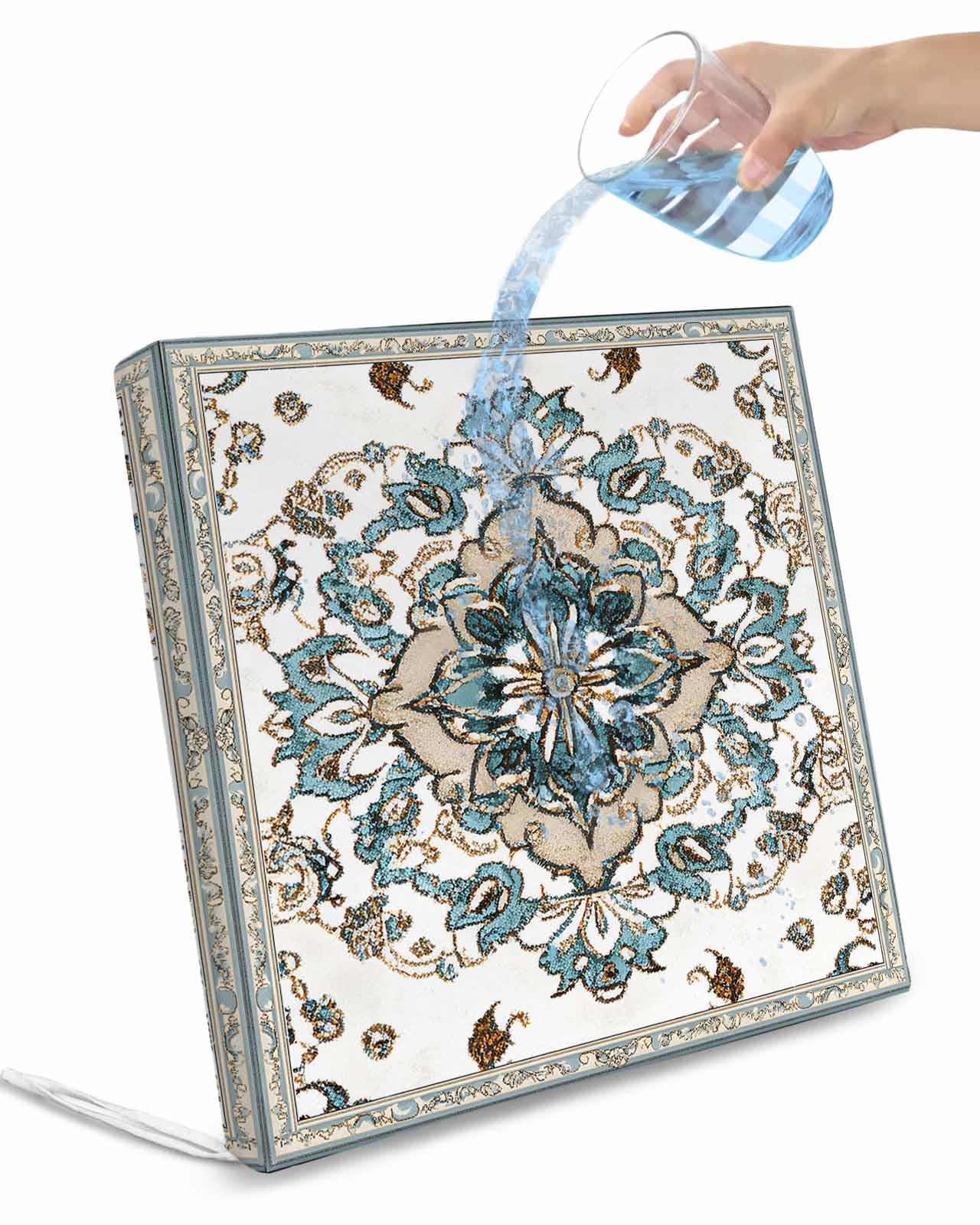 2 Pack Rustic Boho Waterproof Cushion Covers with Ties, Outdoor Patio Chaise Lounge Chair Seat Cushion Slip Covers Replacement(Only Cover) Southwest Aztec Abstract Pattern Aesthetic 20