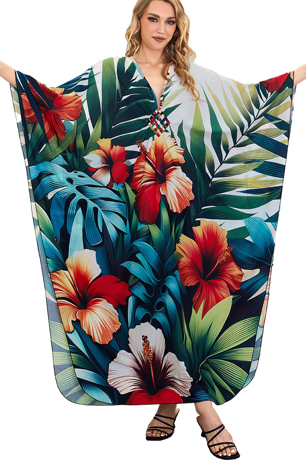 L-Peach Langes Kaftan-Nachthemd für Damen, geräumig, übergro