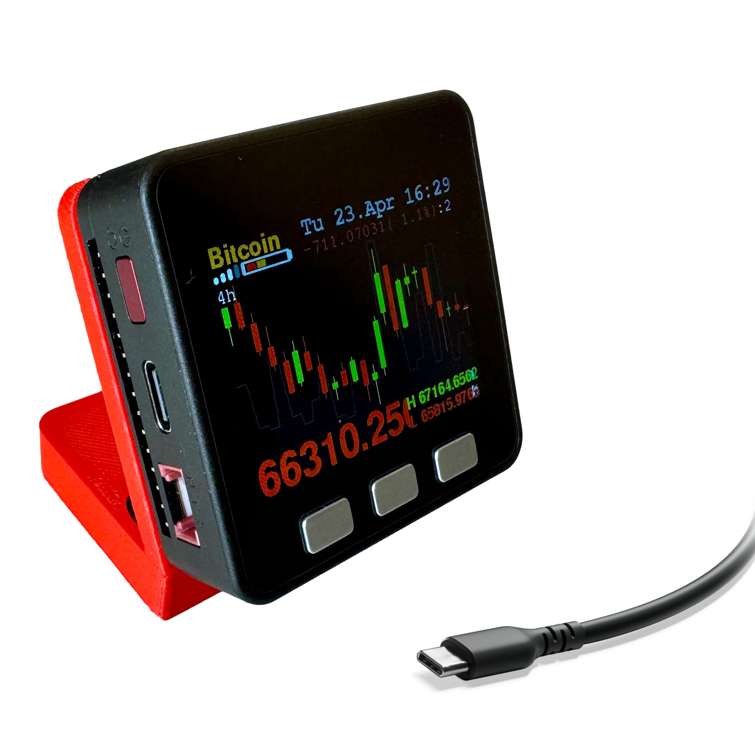 Crypto Bitcoin Candlestick Price Display (V3) – Gadget de bureau – Traqueur  LCD personnalisable – Bois noir et finition rouge – Choix de batterie  (rouge vif avec batterie standard (~ 1 heure) : Amazon.ca: Électronique