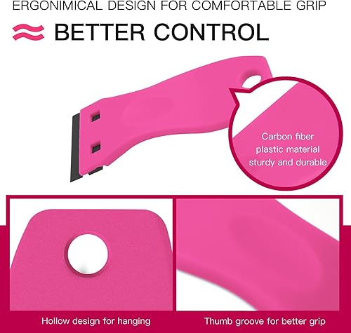 Miniatura 3 de DEKEones Raspador de Cuchilla de Afeitar de Plástico, Juego de 2 Raspadores con 100 Cuchillas de Afeitar para Eliminar Pegante, Adhesivos