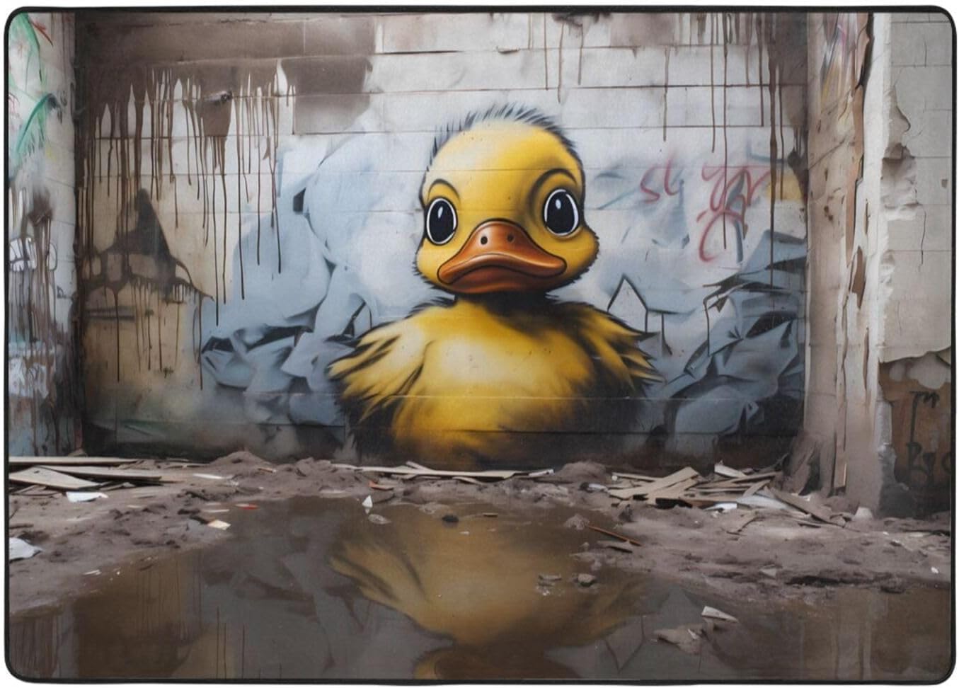 Duck Doodle Printed Floor mat 80x58 inches, Non-Slip Decorative Carpet for Bedroom and Living Room