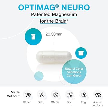 XYMOGEN OptiMag Neuro - ثريونات المغنيسيوم مع مخلبات ألبيون - دعم الدماغ والإجهاد والنوم - مركب المغنيسيوم المتوفر بيولوجيًا - نباتي، خالي من الغلوتين، غير معدل وراثيًا - 90 كبسولة