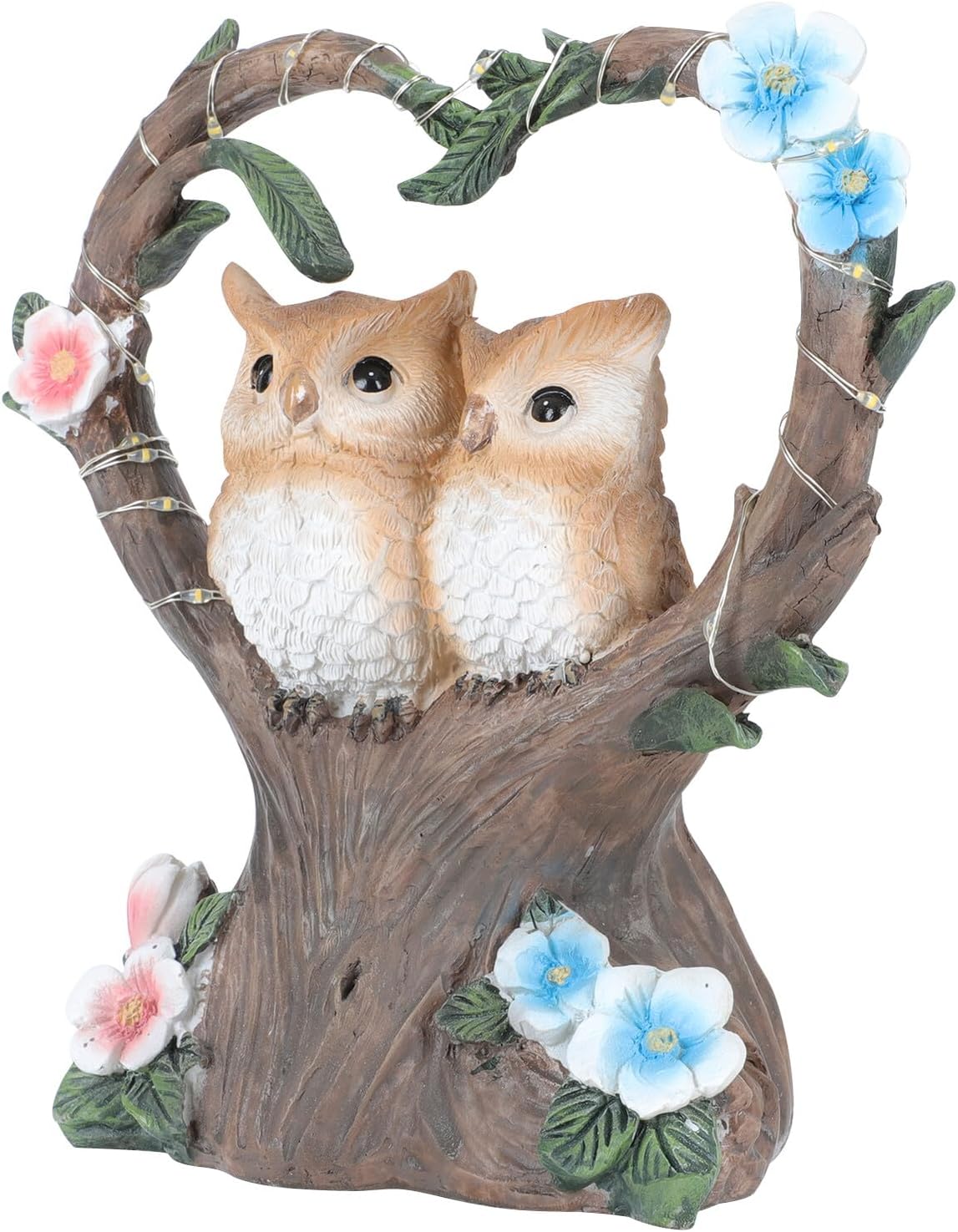 ORFOFE Outdoor Solar Lawn Lamp Couple Owls Resin Figurine Garden Light Solar Powered Decorative Outdoor Lawn Light for Balcony Patio Yard