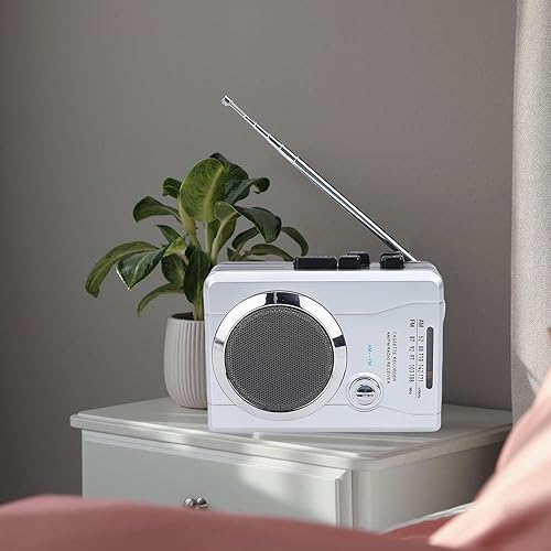 Miniatura 2 de Zunate Grabadora de casete portátil con radio AM FM, altavoz y micrófono integrados, conector para auriculares, inversa automática de cinta,