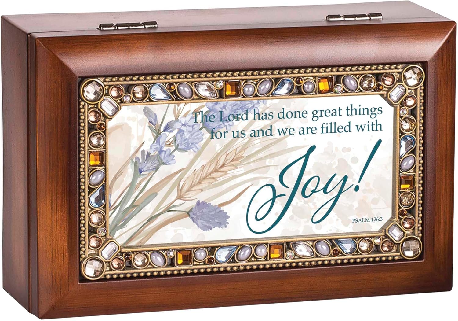 Cottage Garden Musical Trinket Photo Jewelry Box Plays Tune What A Friend We Have in Jesus 4 x 6 Inch Acrylic and Glass Lord Has Done Great
