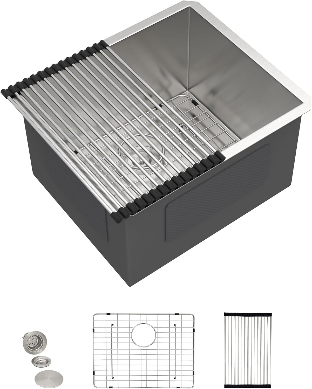 21 Undermount Laundry Sink - Fulorni 21"x18" Laundry Room Utility Tub Sink Under Counter 16 Gauge 304 Stainless Steel 12 Inch Deep Single Bowl Basin