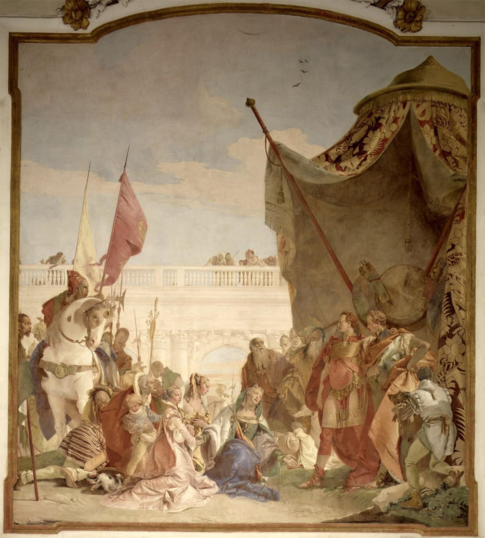 ARTXLXXBN Famous Painting Canvas Artwork Graffiti Print the Family of Darius Before Alexander by Battista Tiepolo Portrait Canvas Image for Home Decor 60x90cm