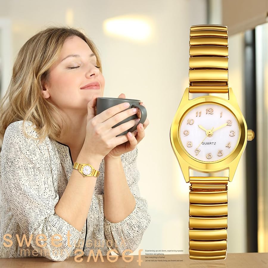 JewelryWe Orologio Da Polso Donna Con Cinturino In Tessuto Elastico - Numeri Grandi, Leggero - Foto 7