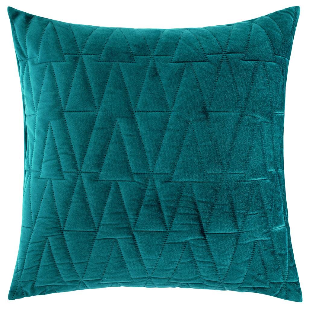 Red Rainbow Teal Cushion Cover 3D Triangles Quilted Velvet Geometric Scandinavian Design 18 Inch 45 Cm Square (Teal)