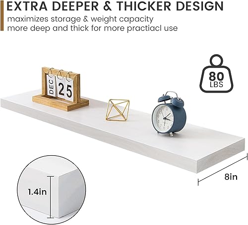 Miniatura 5 de Estantes flotantes de 36 pulgadas de largo, 8 pulgadas de profundidad, madera de pino maciza rústica de alta calidad para almacenamiento, montaje en