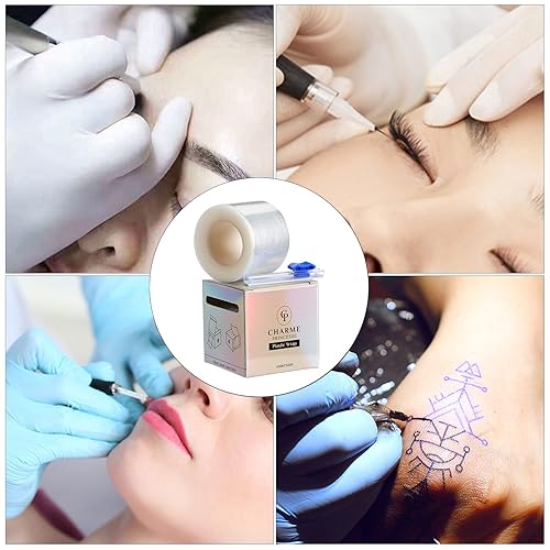 Miniatura 2 de Charme Princesse Paquete de 2 envolturas de plástico desechables para tatuajes de cejas, 984.3 ft, película conservadora permanente, suministros de