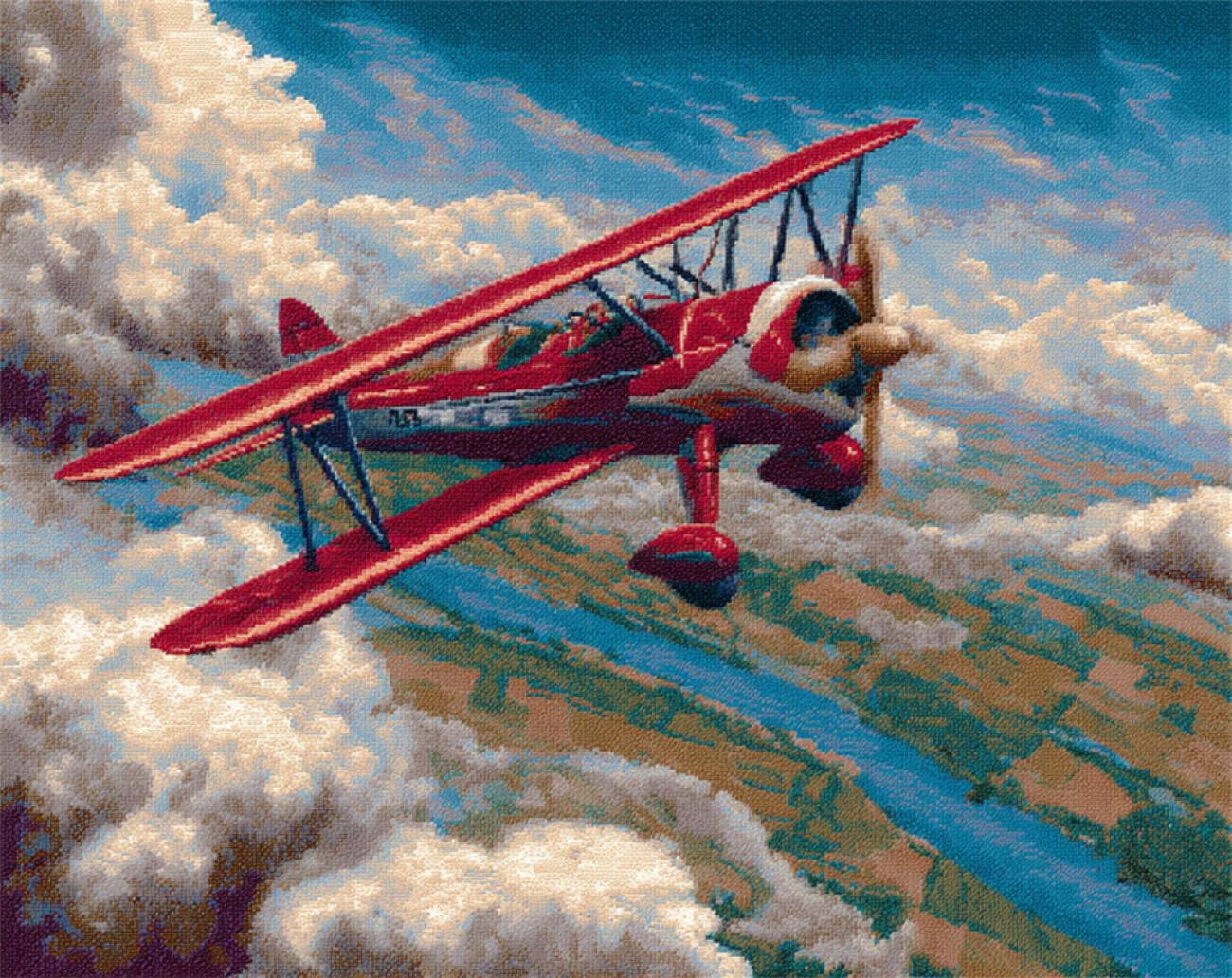 AMBATTERY Tapestry Kit Retro Airplane Carpet Rug Making Kit，Cross Stitch Embroidery Kits Needlework Crafts for Home Decor 33x45in