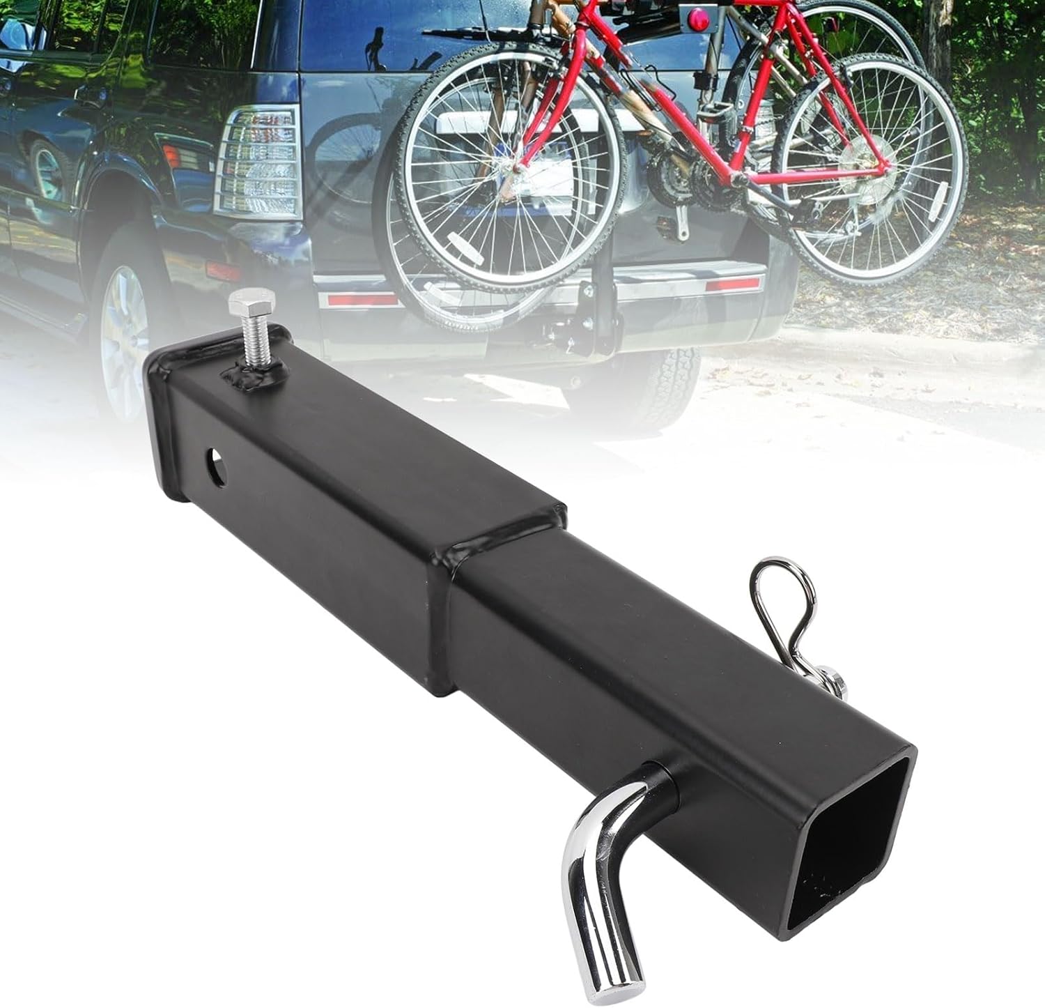 ANGGREK 9.6in Trailer Hitch Tube Extender, 2 Inch Receiver 3500lbs with 5/8in Hook Pin and Clip for Cars SUVs TrucksRVs Extends Range of Trailer Hitch by 9.6in Suitable for All Cars
