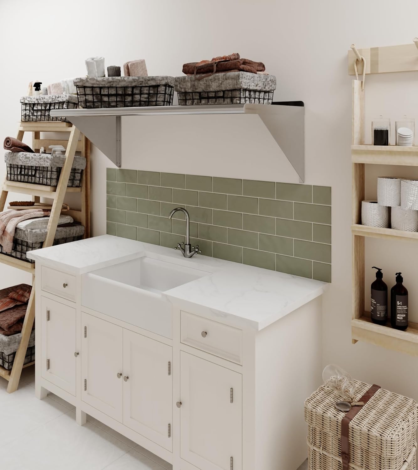 AmGood 18" X 48" Stainless Steel Wall Shelf | Metal Shelving | Garage, Laundry, Storage, Utility Room | Restaurant, Kitchen | Food Prep | NSF Certified