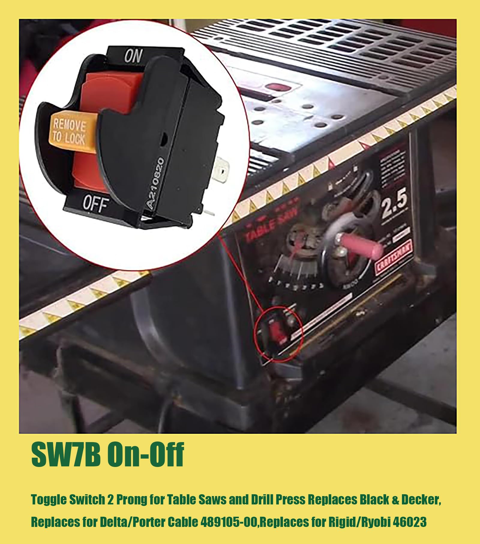 On-Off Toggle Switch - Table Saw & Drill Press Replacement -7 On-Off Toggle Switch - Table Saw & Drill Press Replacement -7