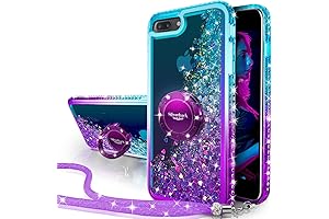 iPhone 7 Plus Case with Glitter Liquid and Kickstand