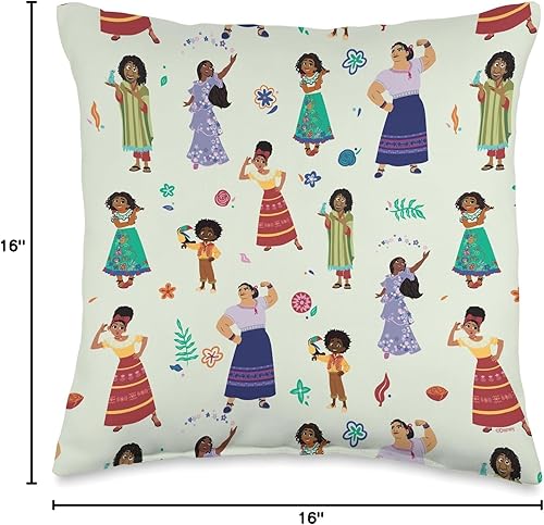 Miniatura 4 de Disney Encanto Mirabel Bruno Isabela y Madrigal Family - Almohada de 16 x 16 pulgadas, multicolor