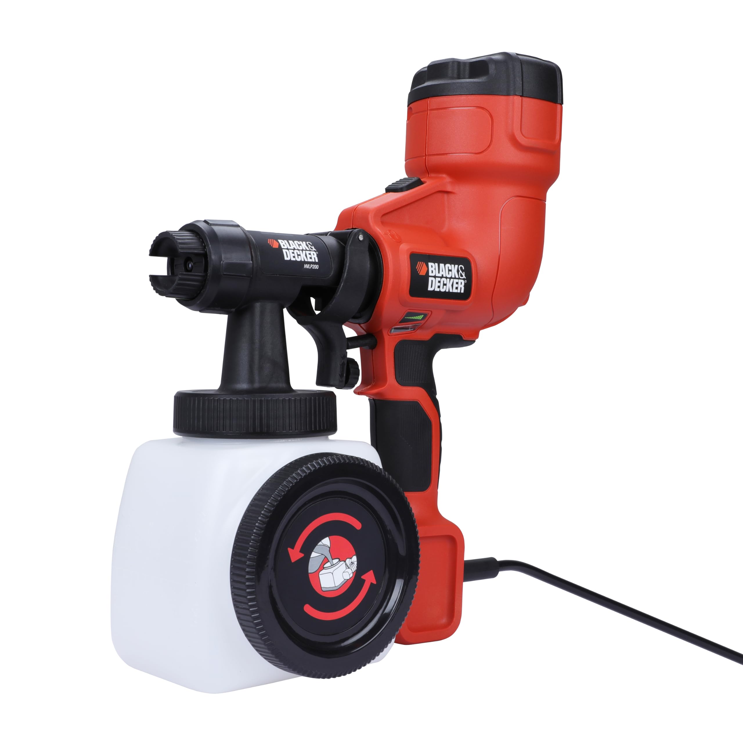 Black & Decker, Ręczny pistolet natryskowy, moc 400 W, kanister 1200ml - regulacja przepływu farby, agregat do malowania, HVLP200
