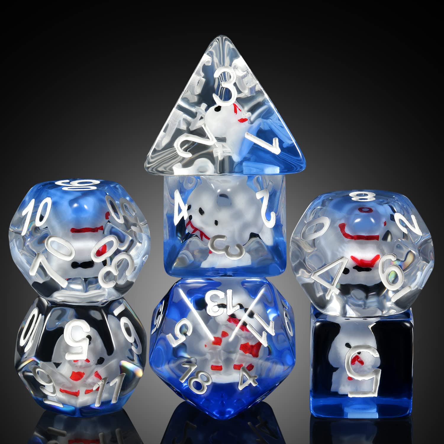 Cute Dog D&D Dice Set, DNDND Resin 7 Die with Velvet Bag for Dungeons and Dragons D&D Rolling Games and Tabletop Games Dog)