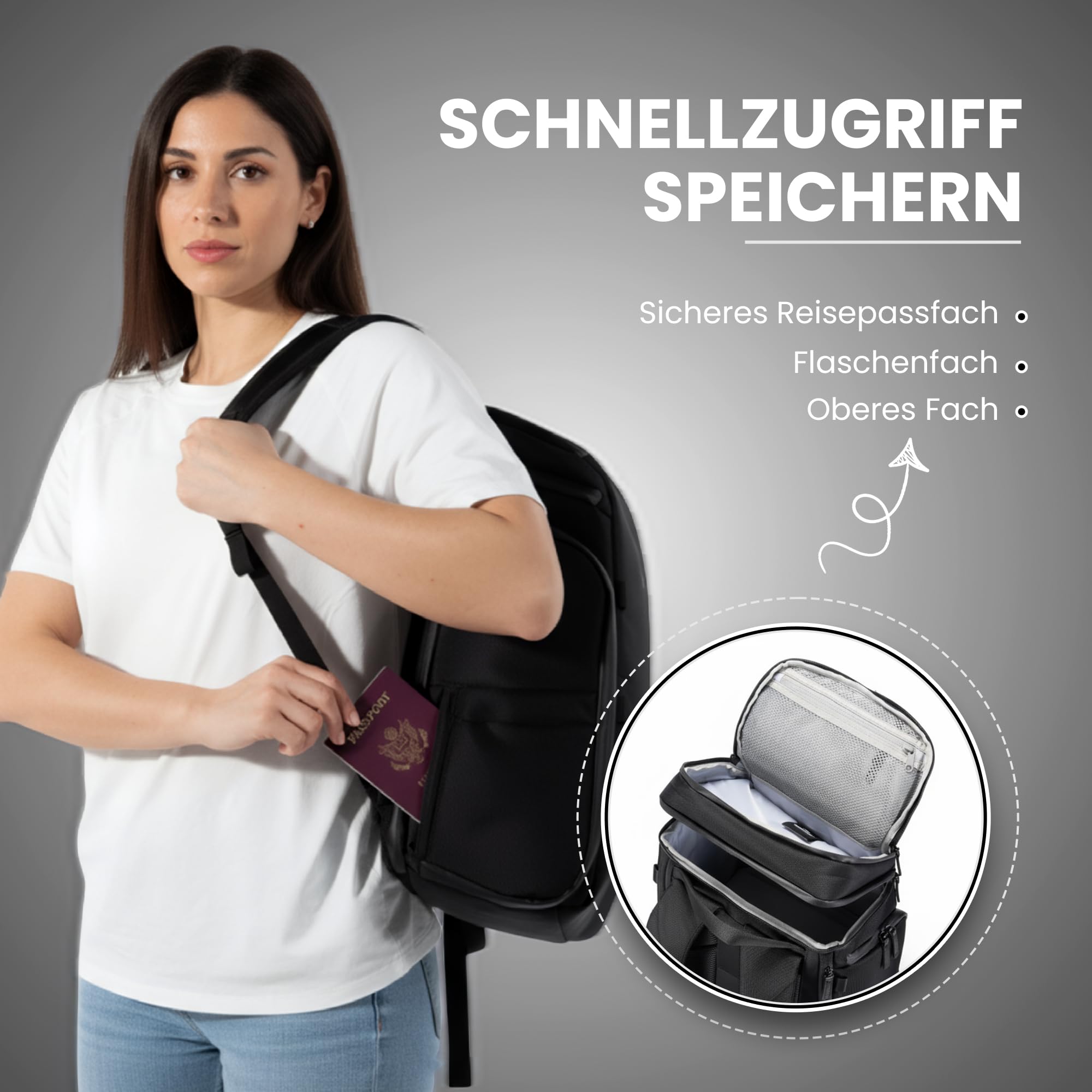 Zeeksack Rucksack Schwarz 20L - The Organizer Backpack & Reiserucksack mit Laptopfach, herausnehmbaren Trennern & Smart Pockets - Handgepäck-Rucksack fürs Flugzeug, Arbeit, Fitness & Wochenendtrips
